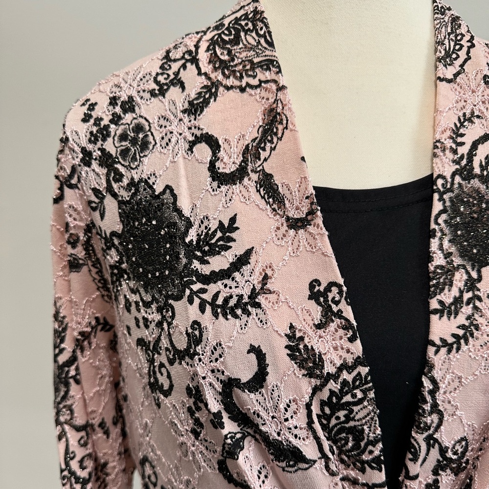 Pink and Black Abstract Blazer with Relaxed Fit - Picture 2 of 5
